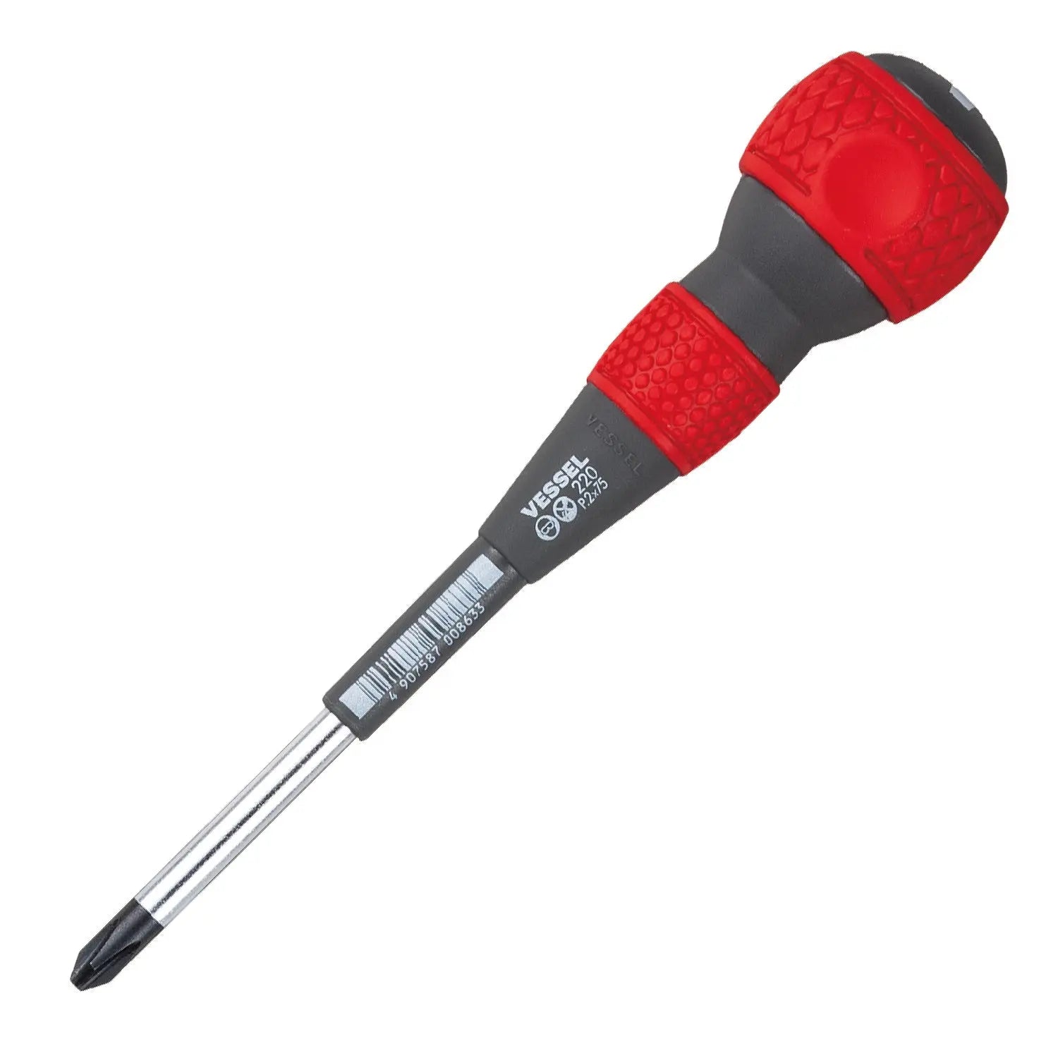 Vessel Tools Ball Grip Screwdriver, PH2 x 75mm - VL 220P275 Vessel Tools