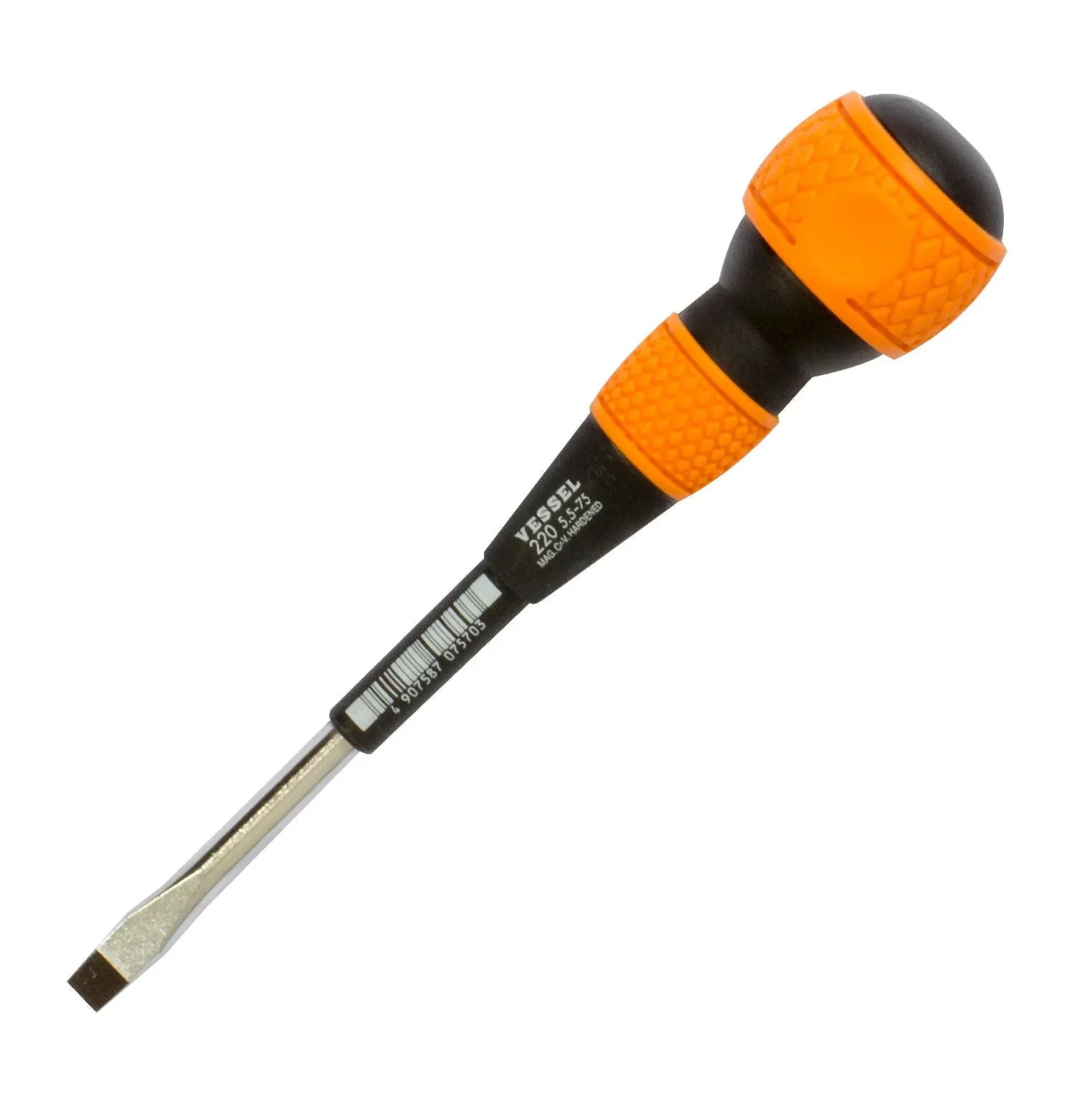 Vessel Tools Ball Grip Slotted Screwdriver, 5.5 x 75mm - VL 220S5575 Vessel Tools