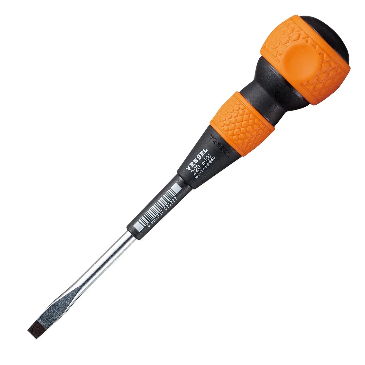 Vessel Tools Ball Grip Slotted Screwdriver, 6 x 100mm - VL 220S6100 Vessel Tools