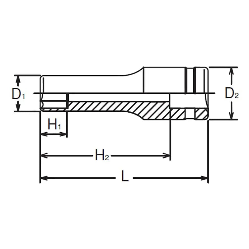 Ko-ken Tools 1/4 Sq. Dr. Socket 8mm 6 point Length 50mm Ko-ken Tools