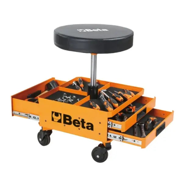 Beta Tools (Article# 2251N) Adjustable Swivel Creeper Seat with Tool Drawers - BT 022510012 