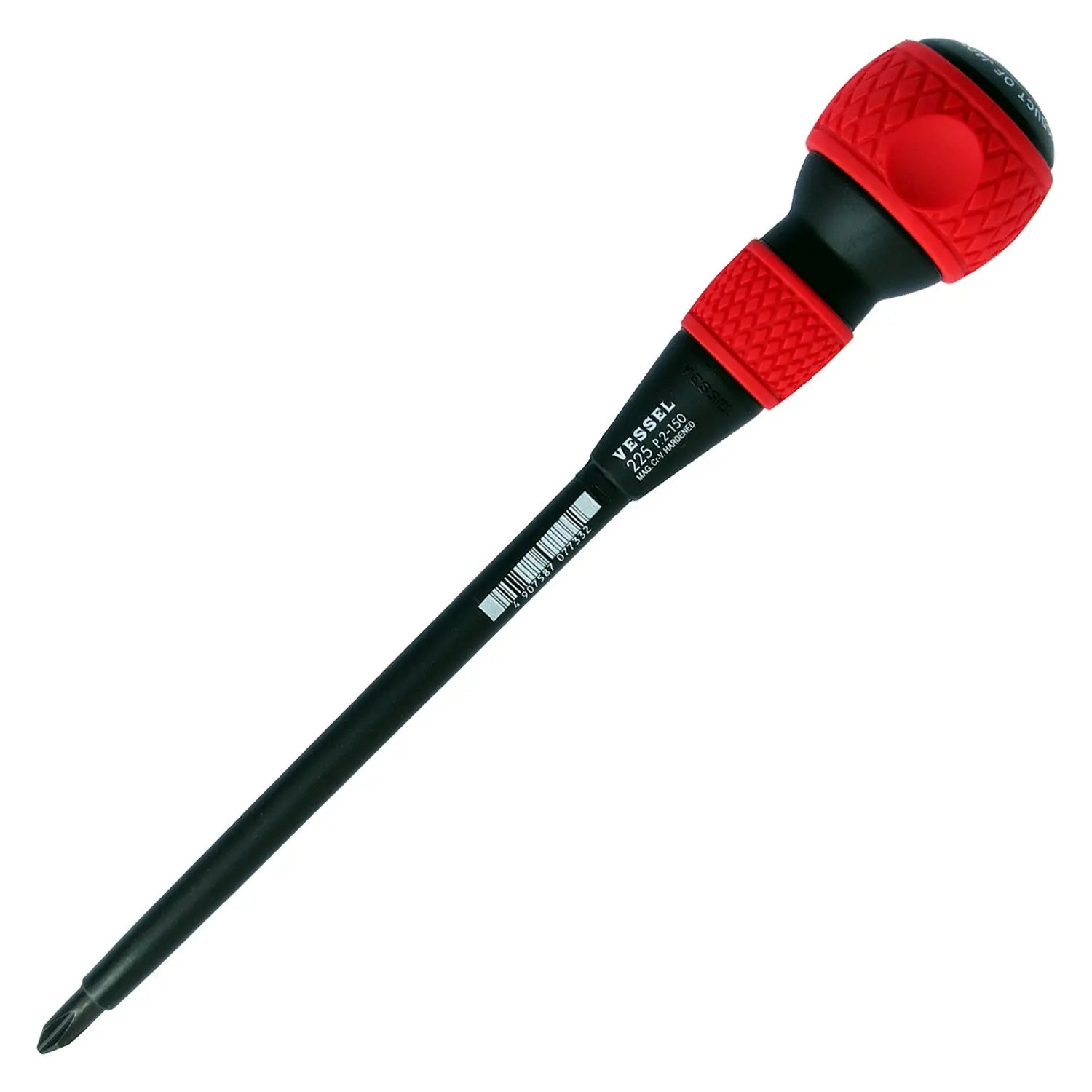 Vessel Tools Ball Grip Screwdriver with Covered Shank, PH2 x 150mm - VL 225P2150 Vessel Tools