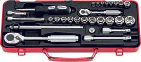 Ko-ken Tools 28 Piece 1/4 and 3/8 Sq. Dr. Chrome Metric 6-Point Socket Set 4-21mm Ko-ken Tools