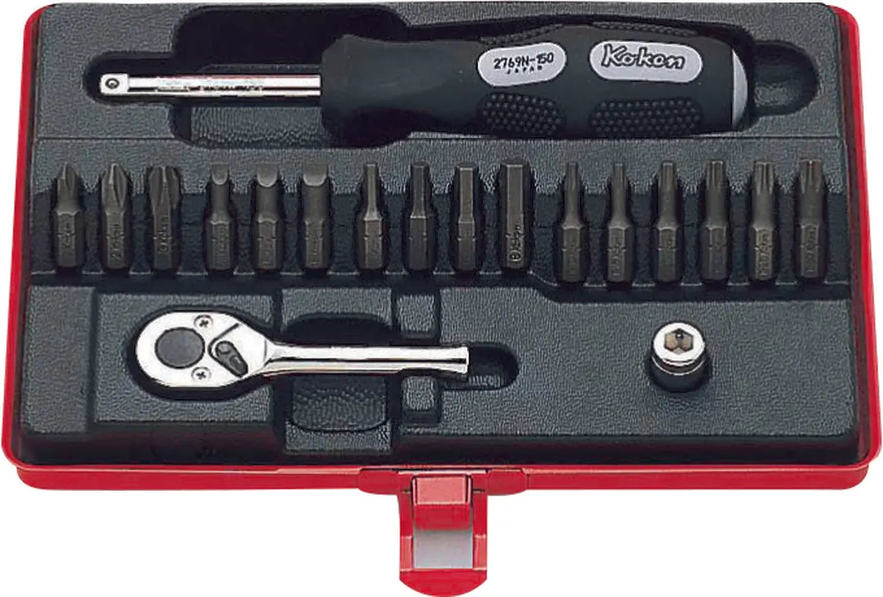 Ko-ken Tools 19 Piece 1/4 Sq. Dr. Bit Set in Metal Case Ko-ken Tools
