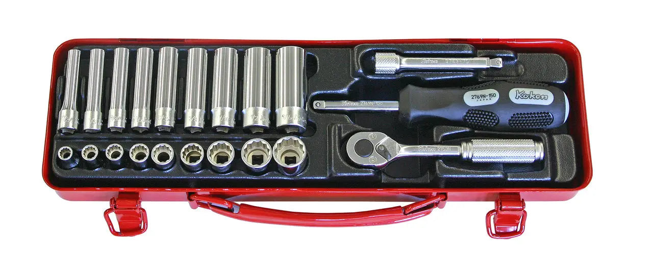 Ko-ken Tools 1/4 Sq. Dr. 21 Piece SAE 12-Point Socket Set 7/32-9/16 Ko-ken Tools