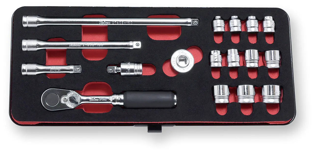 Ko-ken Tools 1/4 Sq. Dr. 17 Piece Z-Series 72 Tooth Ratchet 6-Point Metric Socket set 4-14mm Ko-ken Tools