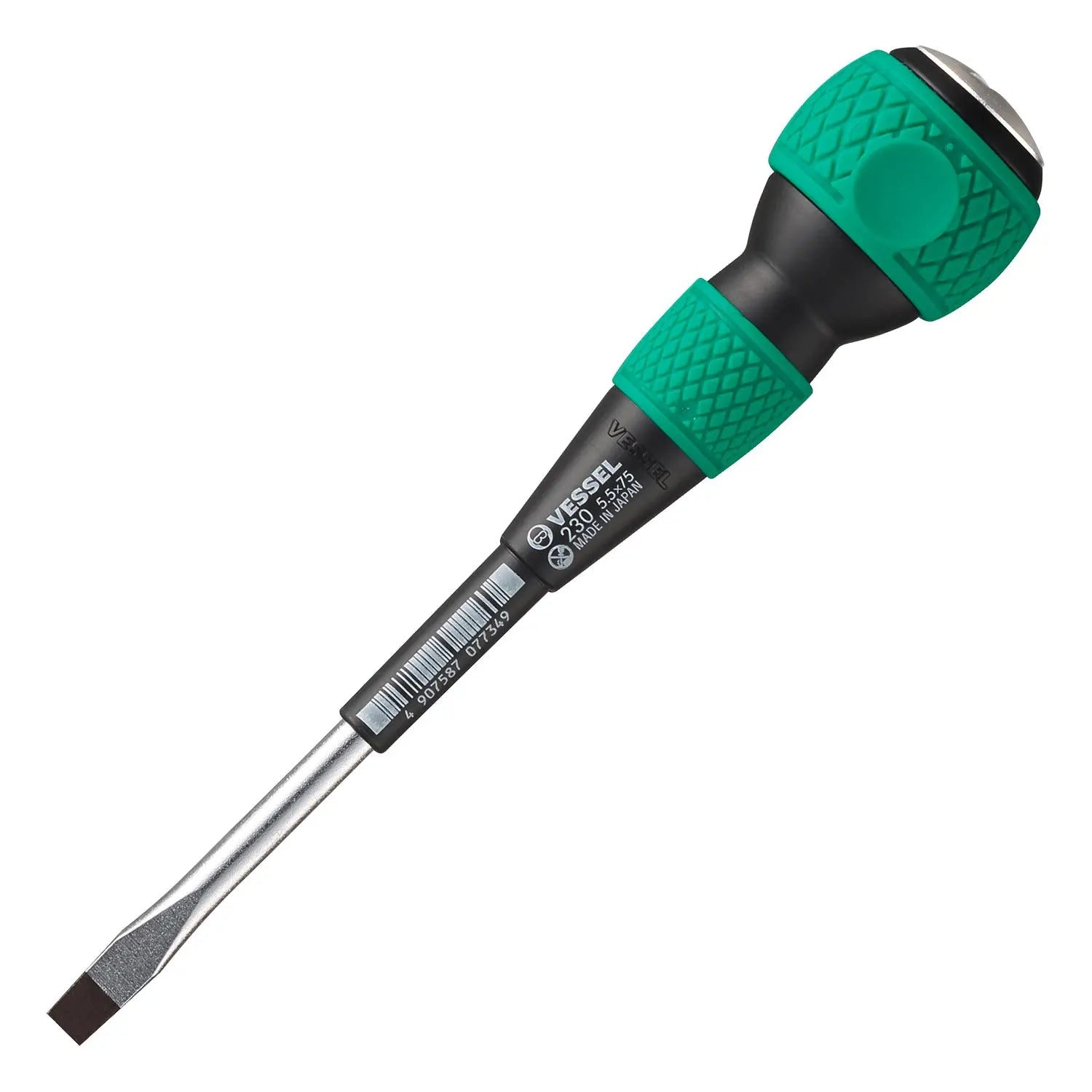 Vessel Tools Ball Grip Tang-Thru Slotted Screwdriver, 5.5 x 75mm - VL 230S5575 Vessel Tools