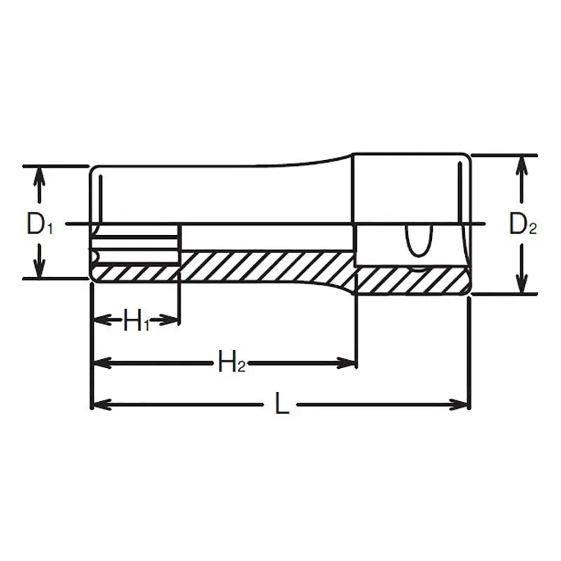 Ko-ken Tools 1/4 Sq. Dr. Socket 13mm Surface Length 50mm Ko-ken Tools