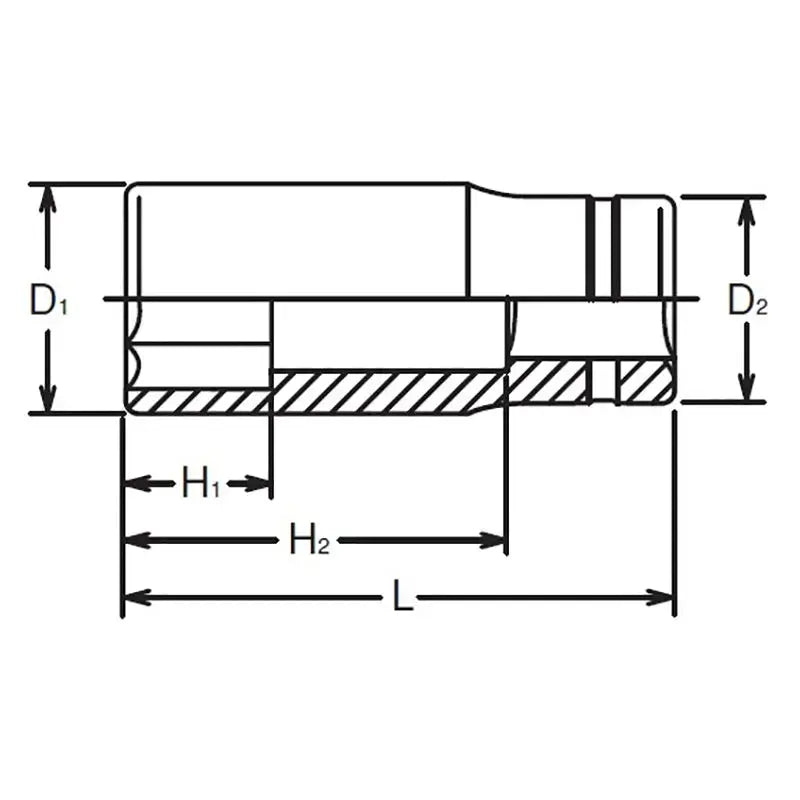 Ko-ken Tools 3/8 Sq. Dr. Socket 16mm 6 point Length 55mm Ko-ken Tools