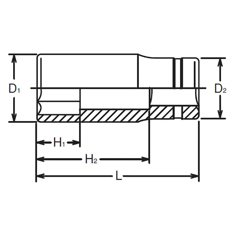 Ko-ken Tools 3/8 Sq. Dr. Socket 8mm 6 point Length 55mm Ko-ken Tools