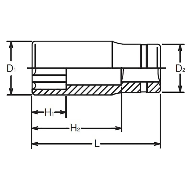 Ko-ken Tools 3/8 Sq. Dr. Socket 12mm Surface Length 55mm Ko-ken Tools