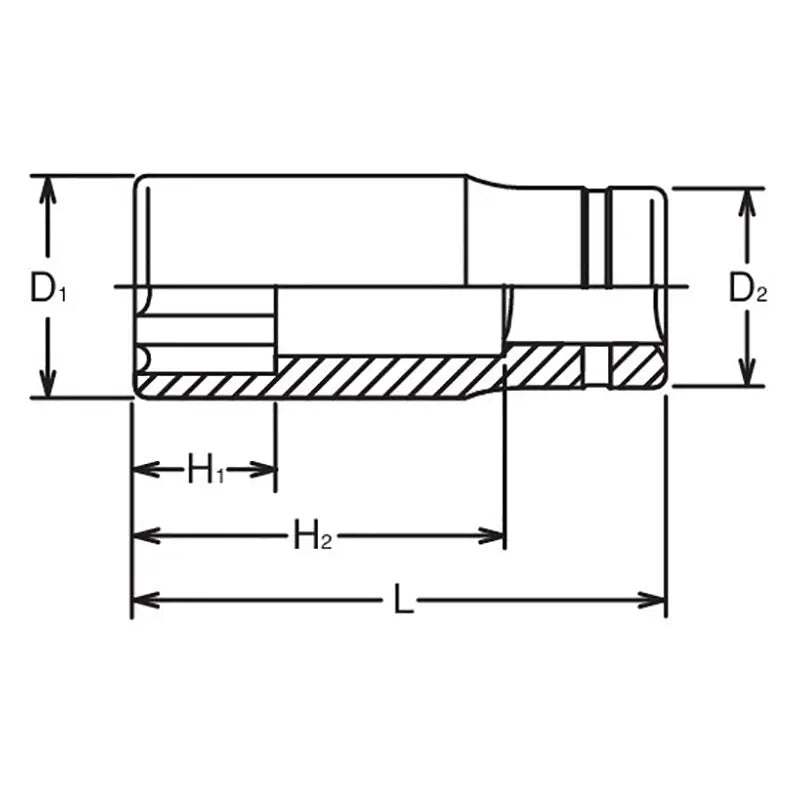 Ko-ken Tools 3/8 Sq. Dr. Socket 15mm Surface Length 55mm Ko-ken Tools