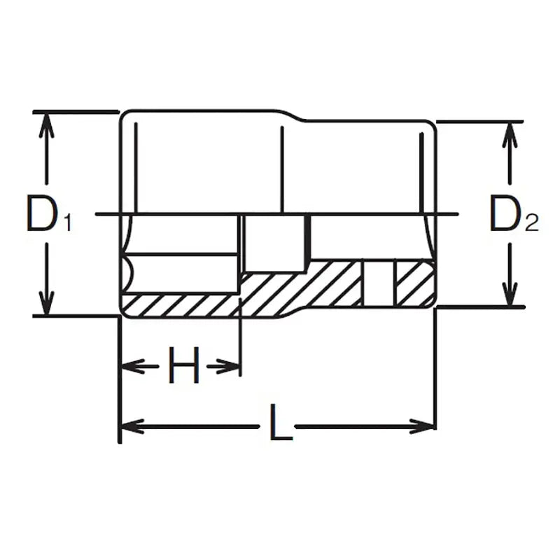 Ko-ken Tools 3/8 Sq. Dr. Socket 17mm 6 point Length 29mm Ko-ken Tools