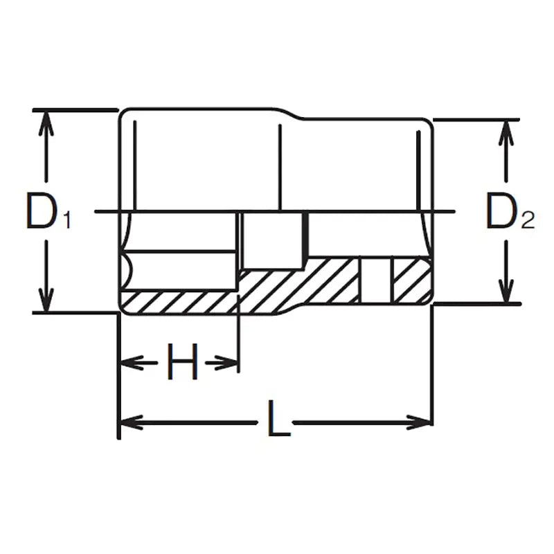 Ko-ken Tools 3/8 Sq. Dr. Socket 8mm 6 point Length 26mm Ko-ken Tools
