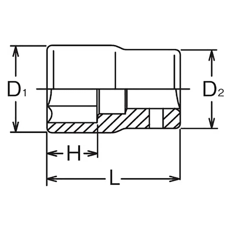 Ko-ken Tools 3/8 Sq. Dr. Socket 9mm 6 point Length 26mm Ko-ken Tools