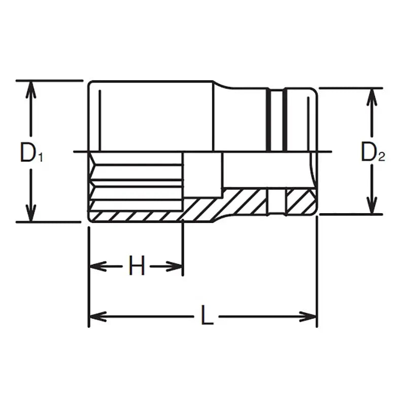 Ko-ken Tools 3/8 Sq. Dr. Socket 12mm 12 point Length 26mm Ko-ken Tools