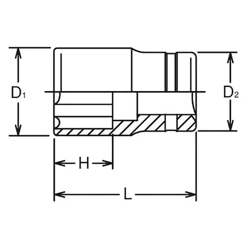 Ko-ken Tools 3/8 Sq. Dr. Socket 10mm Surface Length 26mm Ko-ken Tools