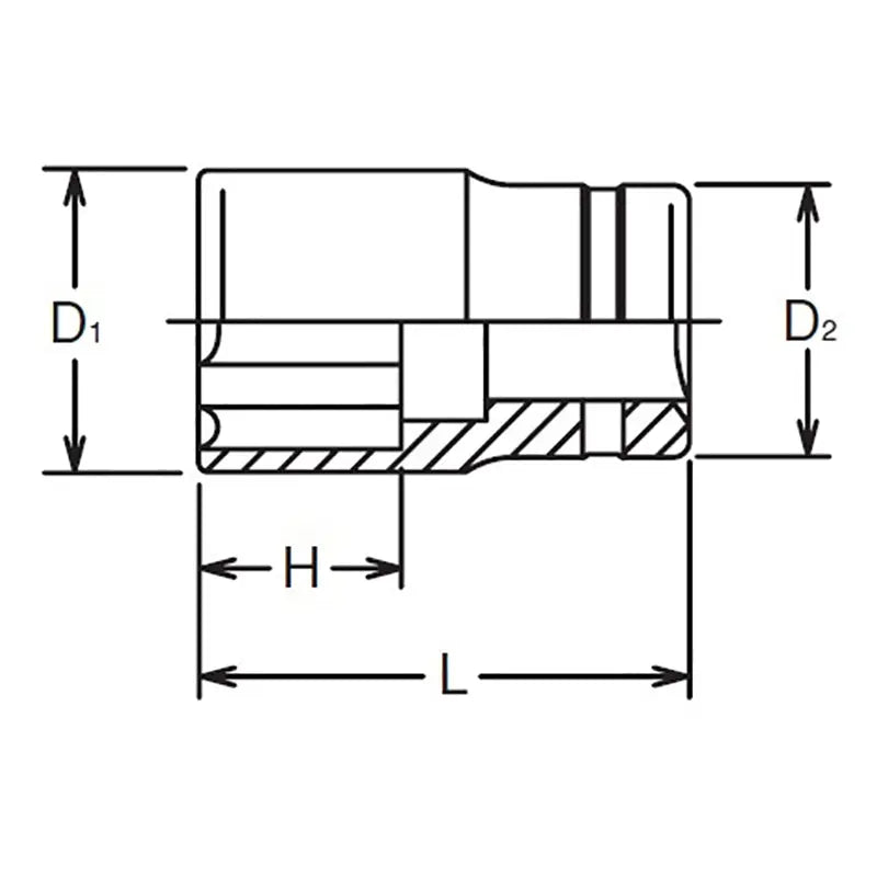 Ko-ken Tools 3/8 Sq. Dr. Socket 16mm Surface Length 28mm Ko-ken Tools
