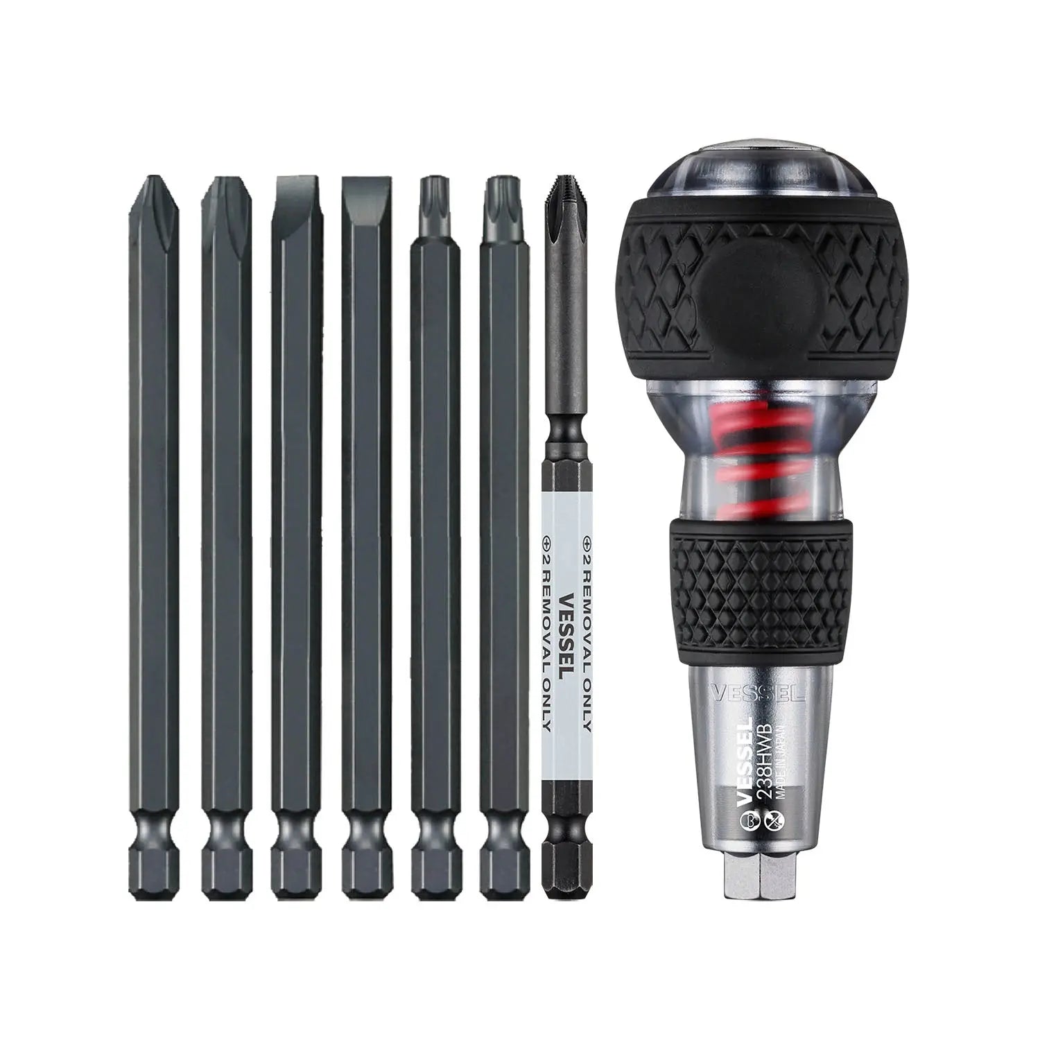 Vessel Tools Impact and Out Screwdriver with 7-Piece Bit Set - VL 238HWB7PU
