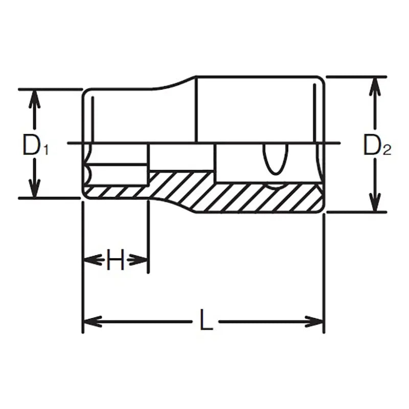 Ko-ken Tools 1/4 Sq. Dr. Socket BA0 6 point Length 22mm Ko-ken Tools