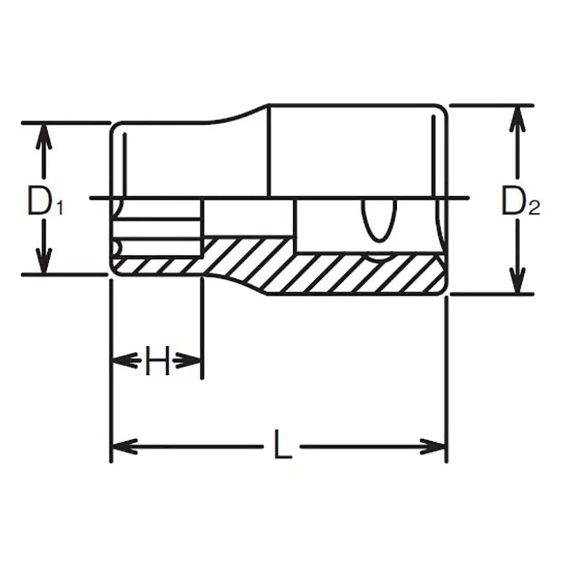 Ko-ken Tools 1/4 Sq. Dr. Socket 9mm Surface Length 22mm Ko-ken Tools