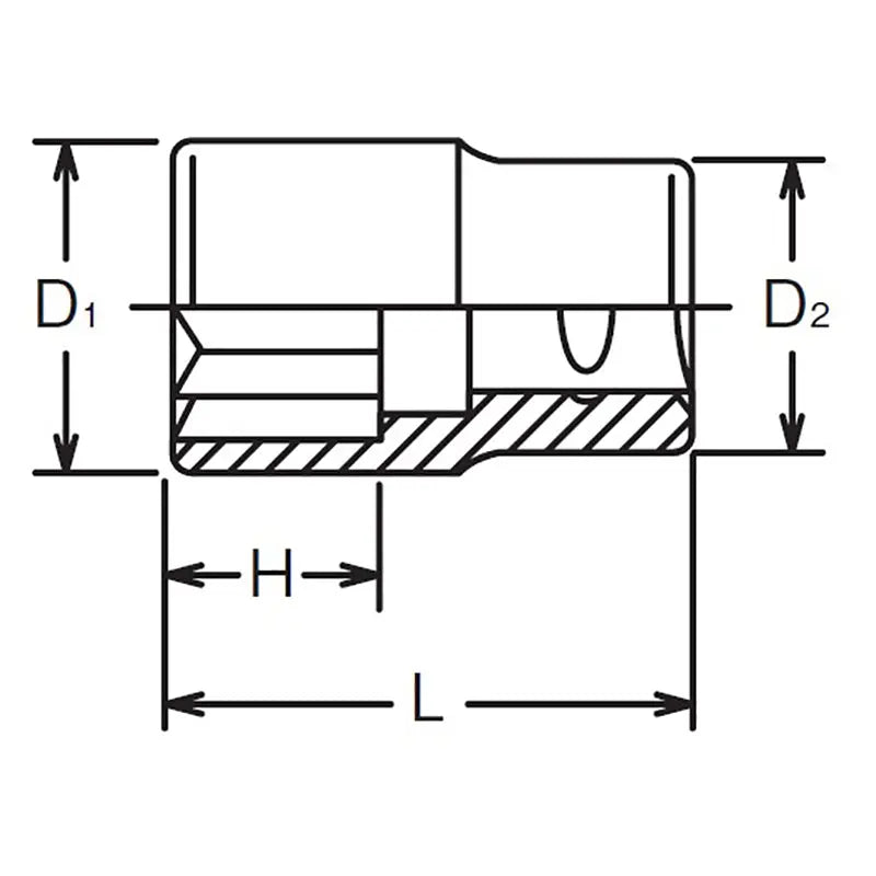 Ko-ken Tools 1/4 Sq. Dr. Socket 3/8 Double Square Length 22mm Ko-ken Tools