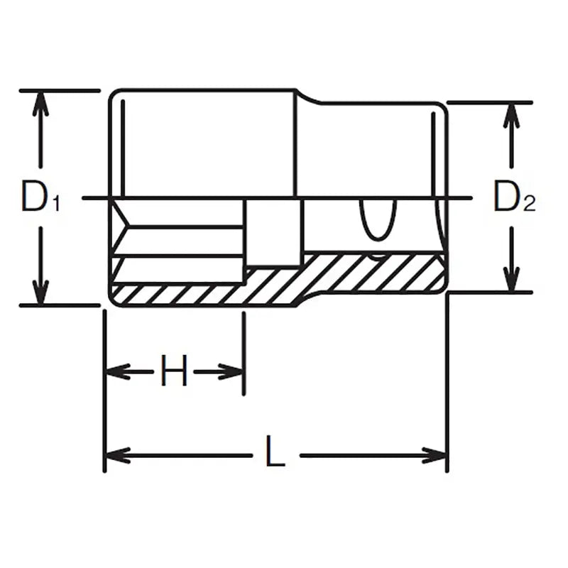 Ko-ken Tools 1/4 Sq. Dr. Socket 10mm Double Square Length 22mm Ko-ken Tools