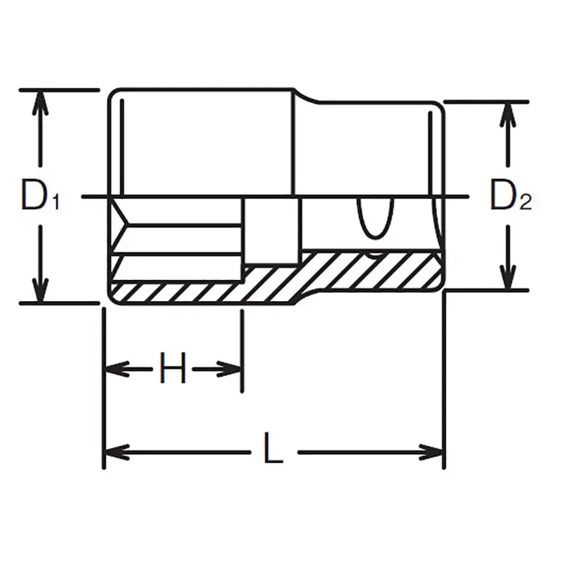 Ko-ken Tools 1/4 Sq. Dr. Socket 8mm Double Square Length 22mm Ko-ken Tools