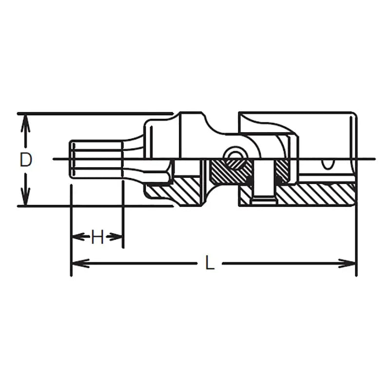 Ko-ken Tools 1/4 Sq. Dr. Universal Bit Socket 6mm Hex Length 40mm Ko-ken Tools