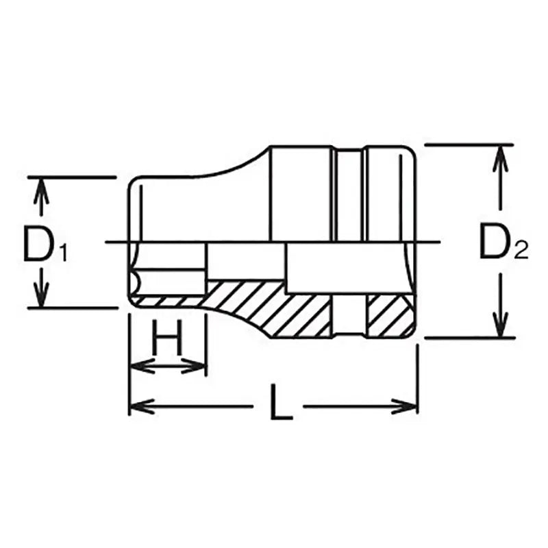 Ko-ken Tools 1/2 Sq. Dr. Socket 30mm 6 point Length 46mm Ko-ken Tools