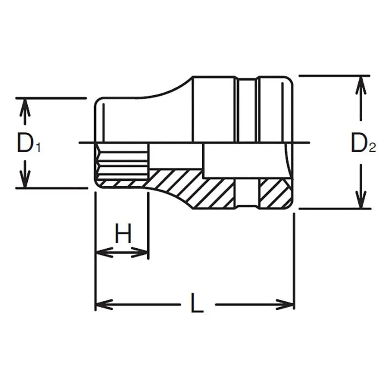 Ko-ken Tools 1/2 Sq. Dr. Socket 17mm 12 point Length 37mm Ko-ken Tools
