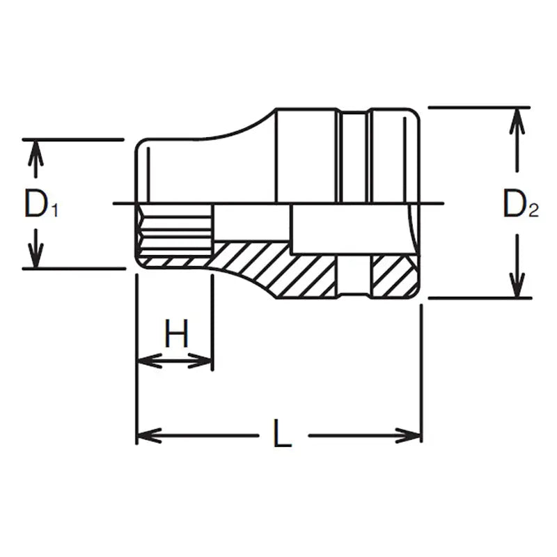 Ko-ken Tools 1/2 Sq. Dr. Socket 19mm 12 point Length 38mm Ko-ken Tools