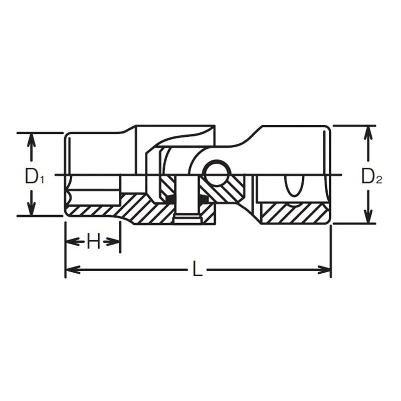 Ko-ken Tools 1/4 Sq. Dr. Universal Socket 1/2 6 point Length 37mm Ko-ken Tools