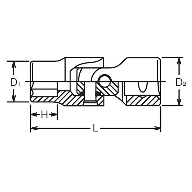 Ko-ken Tools 1/4 Sq. Dr. Universal Socket 10mm 6 point Length 35mm Ko-ken Tools