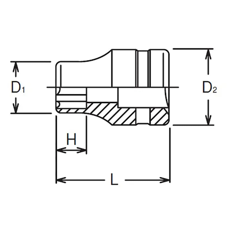Ko-ken Tools 1/2 Sq. Dr. Socket 24mm Surface Length 42mm Ko-ken Tools