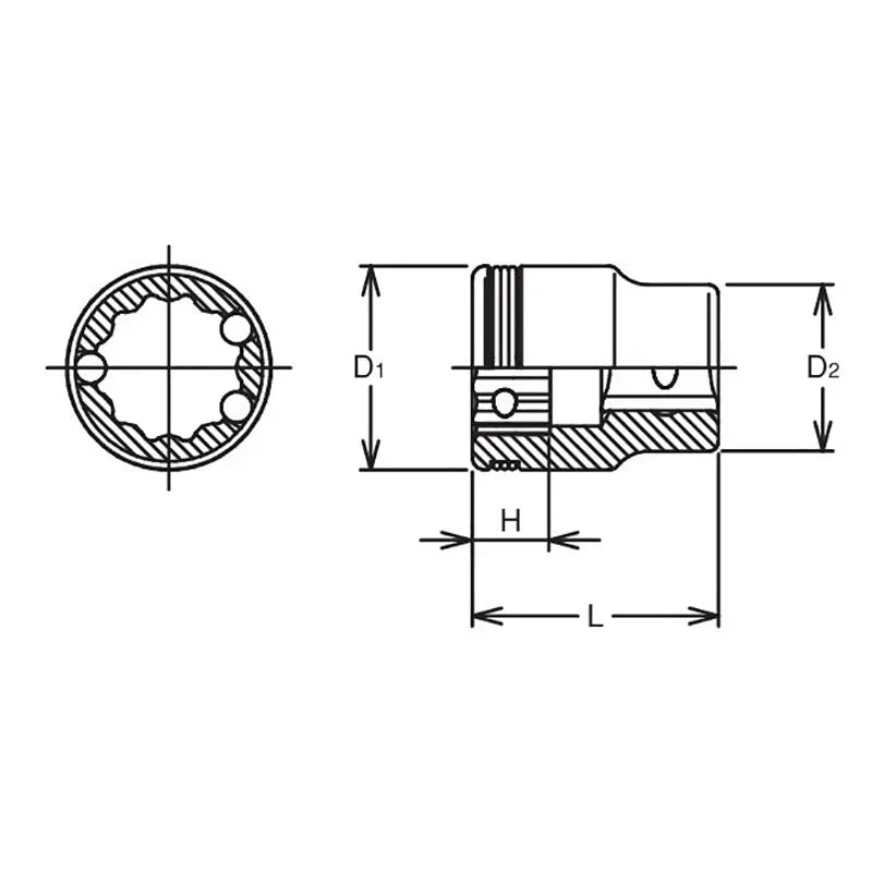 Ko-ken Tools 1/4 Sq. Dr. 12 point Short SAE NUT GRIPÂ® Socket - 7/32 Ko-ken Tools