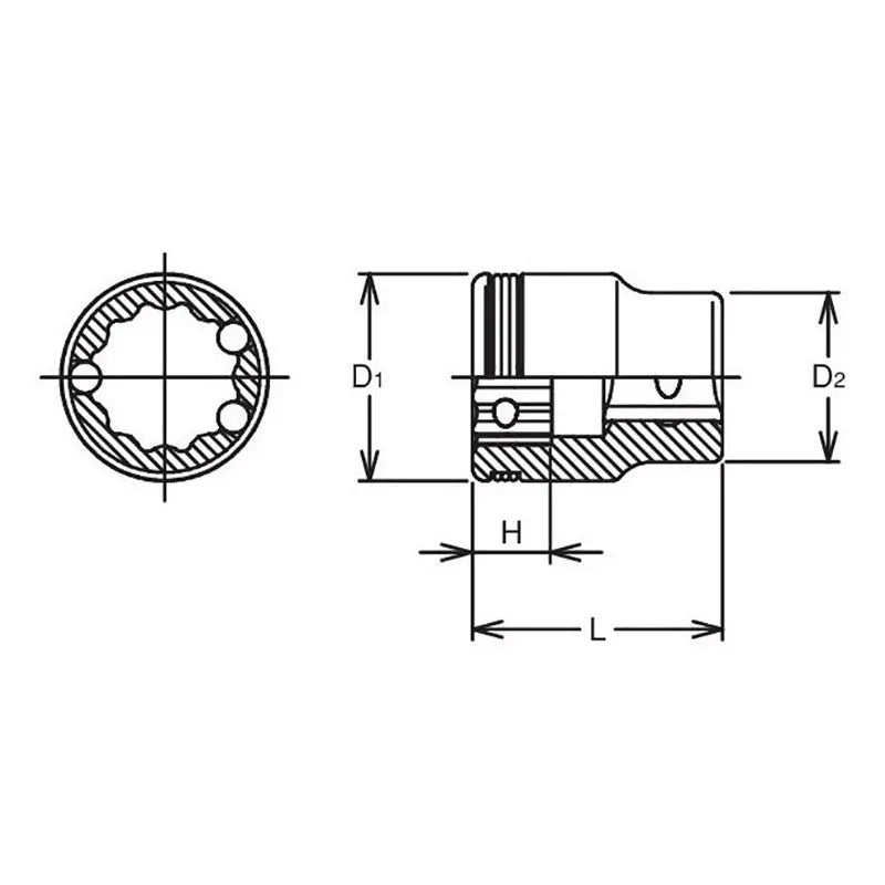 Ko-ken Tools 1/4 Sq. Dr. 12 point Short SAE NUT GRIPÂ® Socket - 9/16 Ko-ken Tools