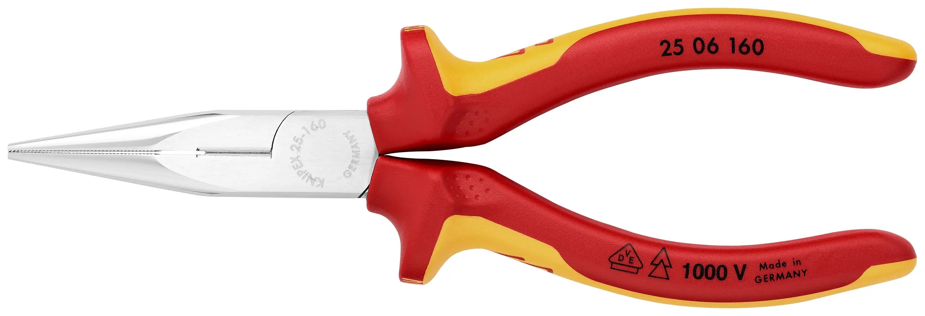 Knipex 25 06 160 KN | Long Nose Pliers w/ Cutter, Chrome, 1000V Insulated Knipex