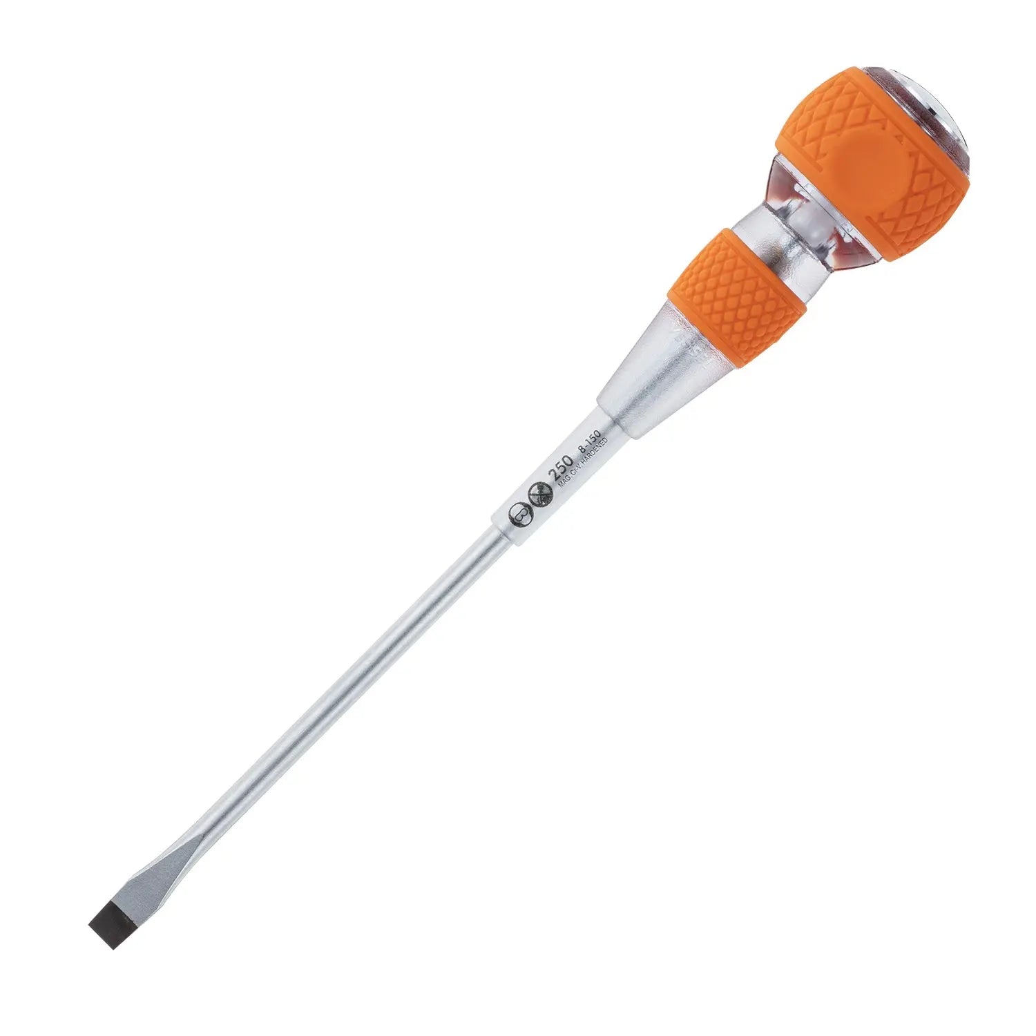 Vessel Tools Ball Grip Tang-Thru Slotted Screwdriver for Electric Works with Ceramic Ball, 8 x 150mm - VL 250S8150 Vessel Tools