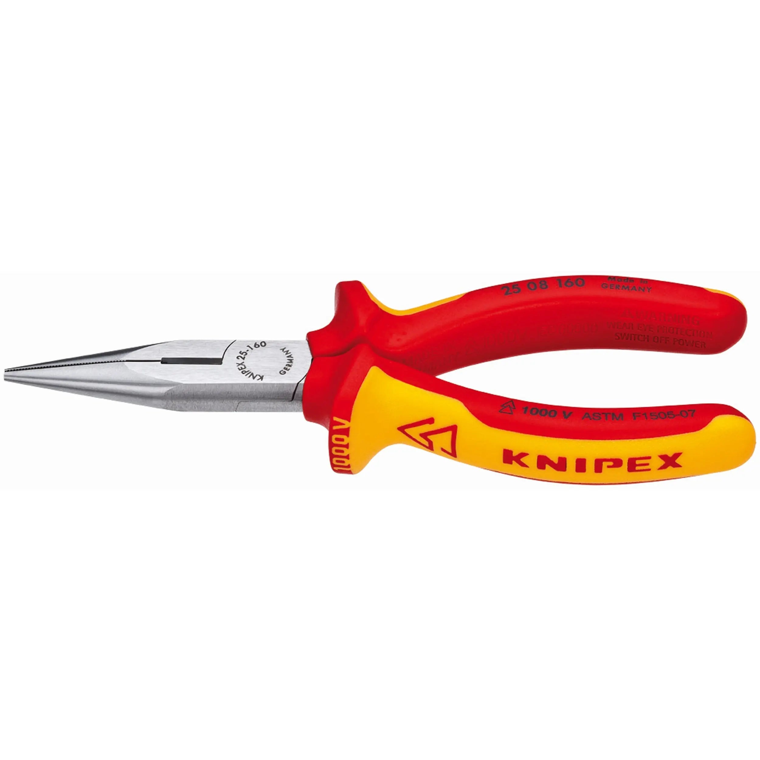 Knipex 25 08 160 SBA KN | Long Nose Pliers w/ Cutter, 1000V Insulated Knipex