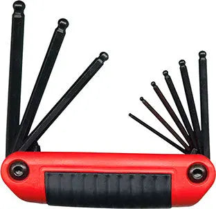 Eklind Set of 9 Short Ball End Hexagon Ergo-Fold Key with Handle - EK 25919 Hexagon Ergo-Fold Key Set Eklind