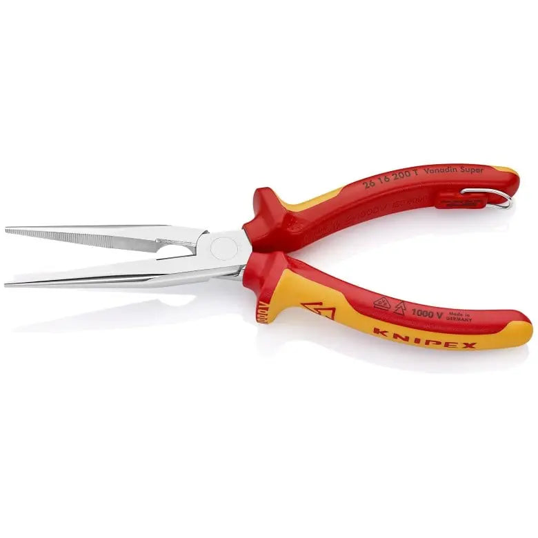 Knipex 1000V Insulated Tethered Attachment Long Nose Plier with Cutter, 8 in - KN 26 16 200 T Knipex