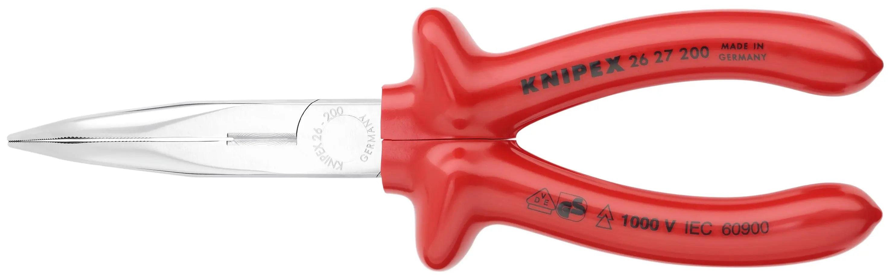 Knipex 26 27 200 KN | Long Nose Pliers w/ Cutter, 40 degree Angled, 1000V Insulated Knipex