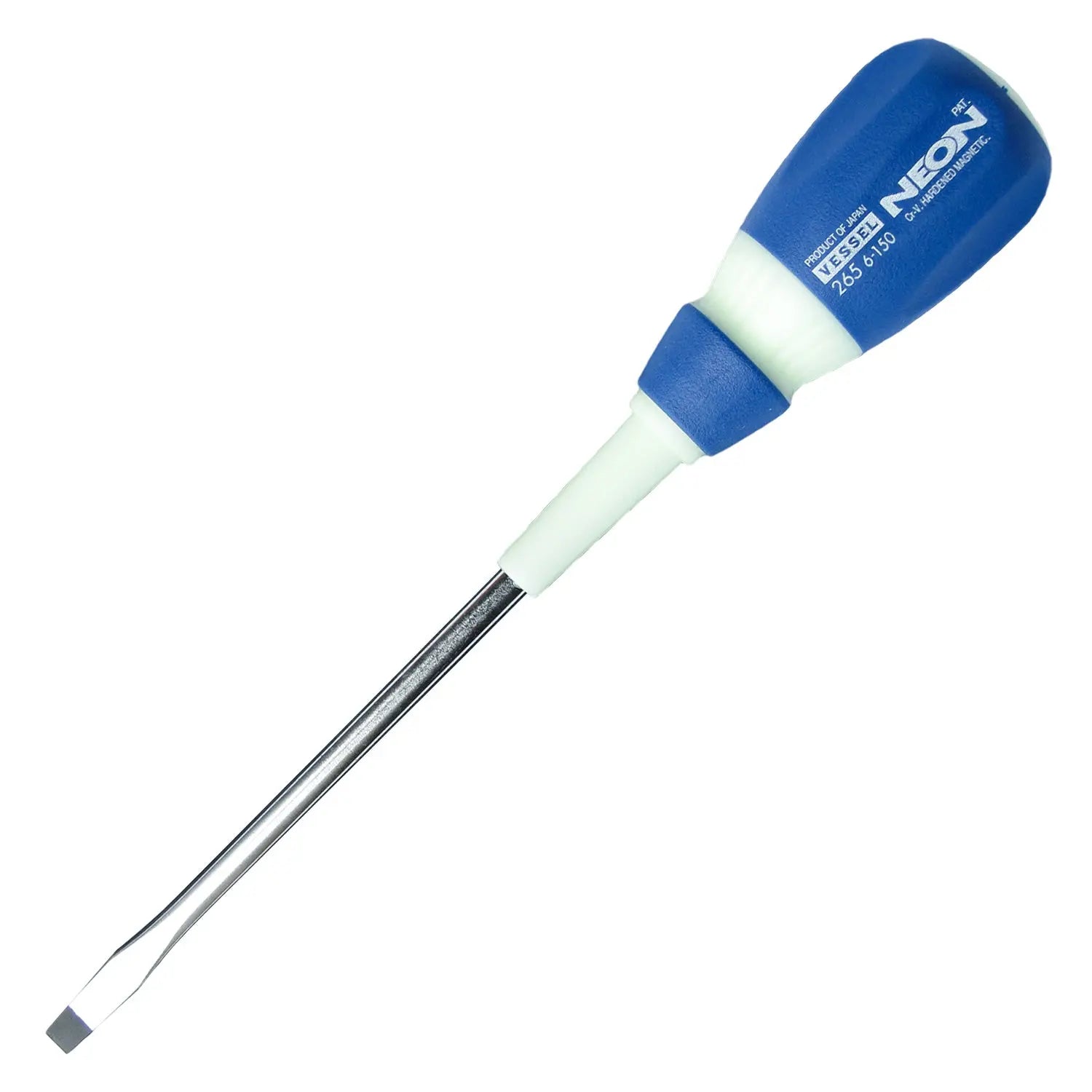 Vessel Tools Neon Slotted Screwdriver, 6 x 150mm - VL 265S6150 Vessel Tools