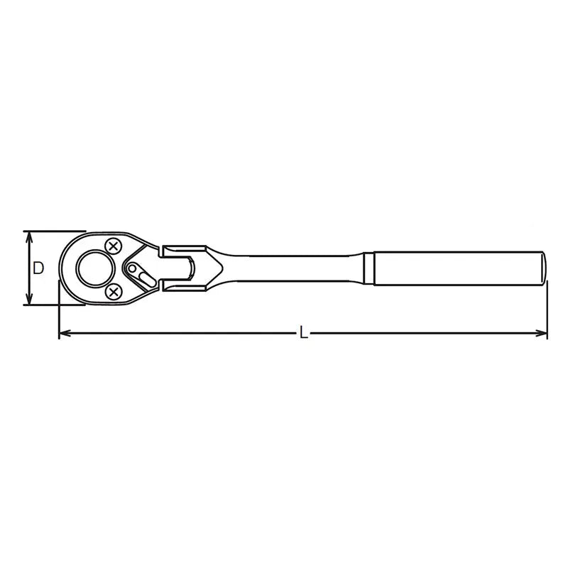 Ko-ken Tools 1/4 Sq. Dr. Ratchet Handle 20 teeth Length 161mm Flexible Head Polished Handle Ko-ken Tools