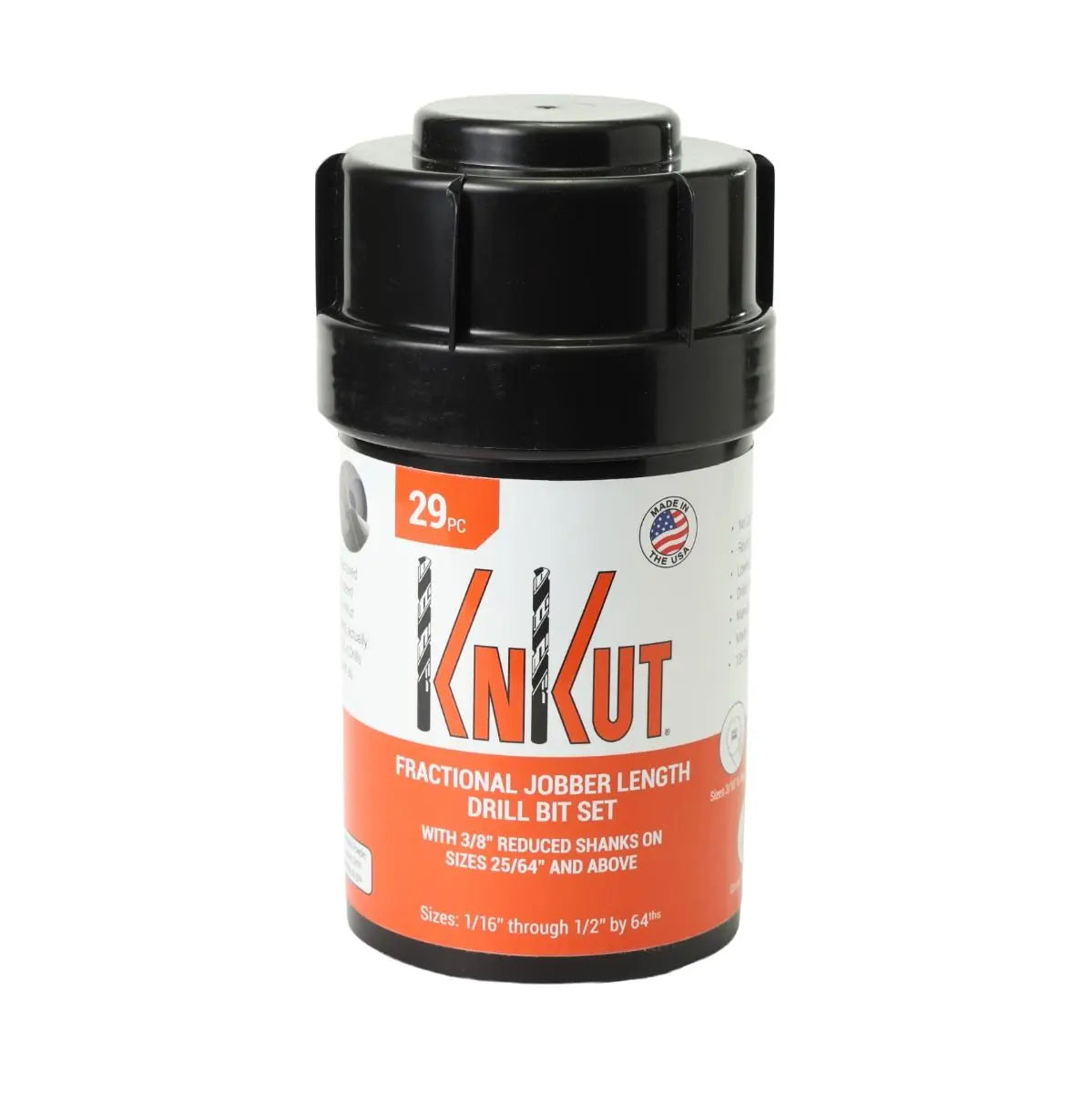 KnKut Set of 29 Fractional Buddy Jobber Length Drill Bit with 3/8 in Reduced Shanks - 29KK38DB KnKut