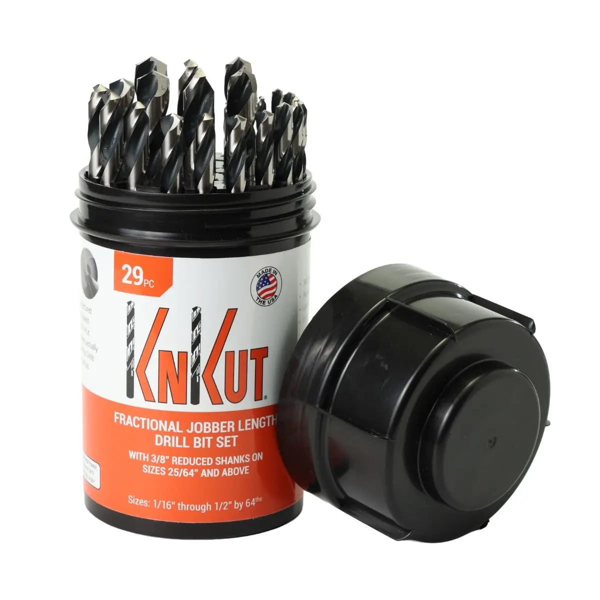 KnKut Set of 29 Fractional Buddy Jobber Length Drill Bit with 3/8 in Reduced Shanks - 29KK38DB KnKut