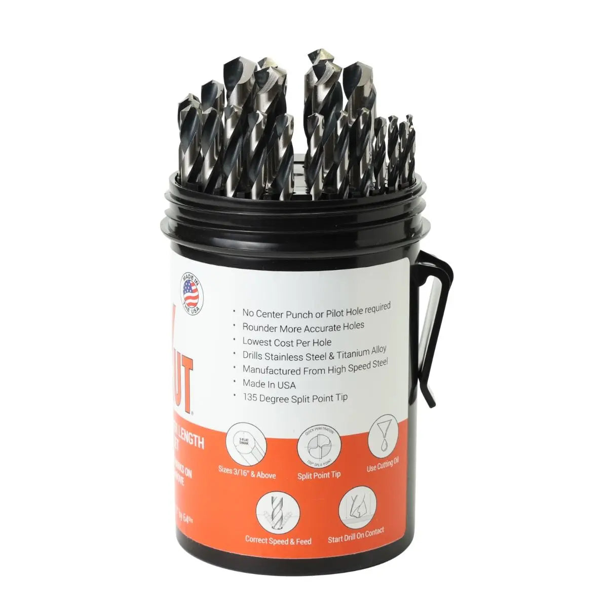 KnKut Set of 29 Fractional Buddy Jobber Length Drill Bit with 3/8 in Reduced Shanks - 29KK38DB KnKut