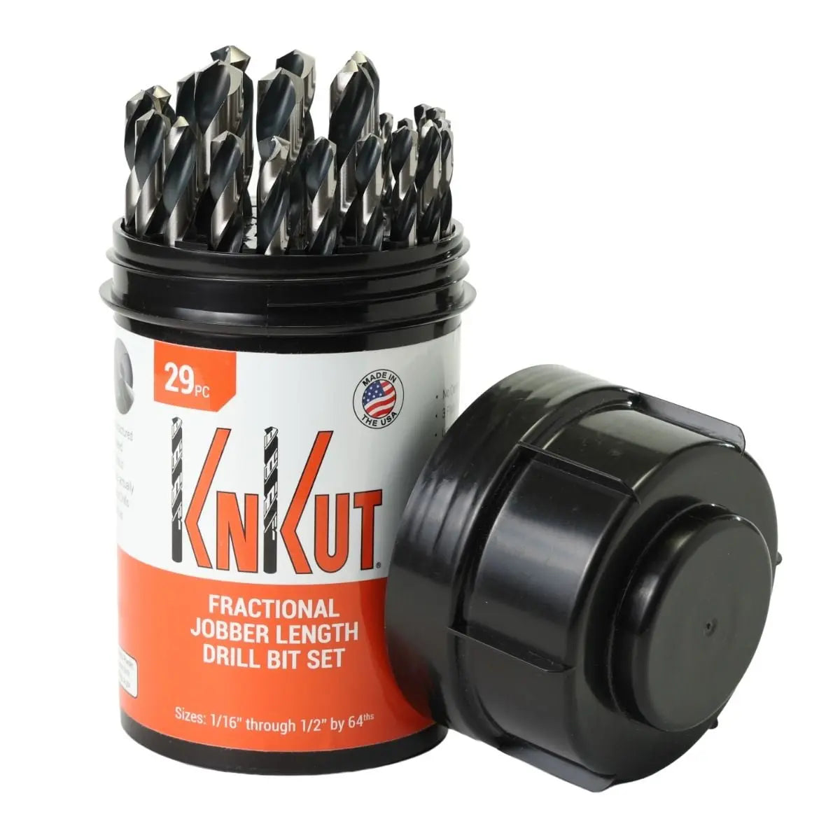 KnKut Set of 29 Fractional Buddy Jobber Length Drill Bit, 1/16 in - 1/2 in by 64ths - 29KK5DB KnKut