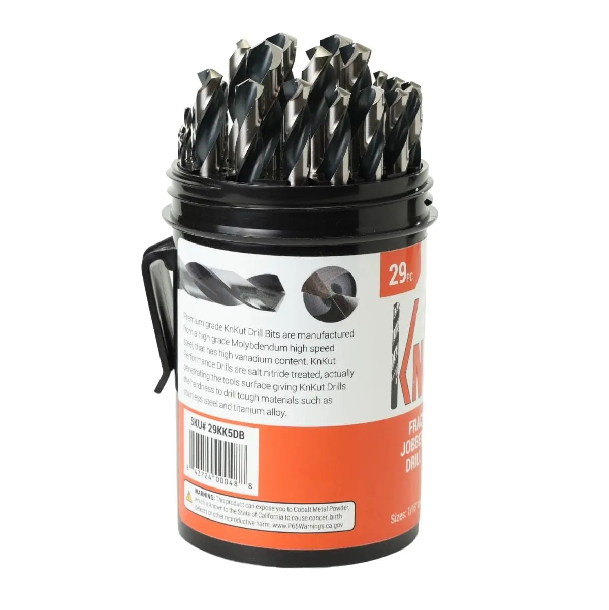 KnKut Set of 29 Fractional Buddy Jobber Length Drill Bit, 1/16 in - 1/2 in by 64ths - 29KK5DB KnKut